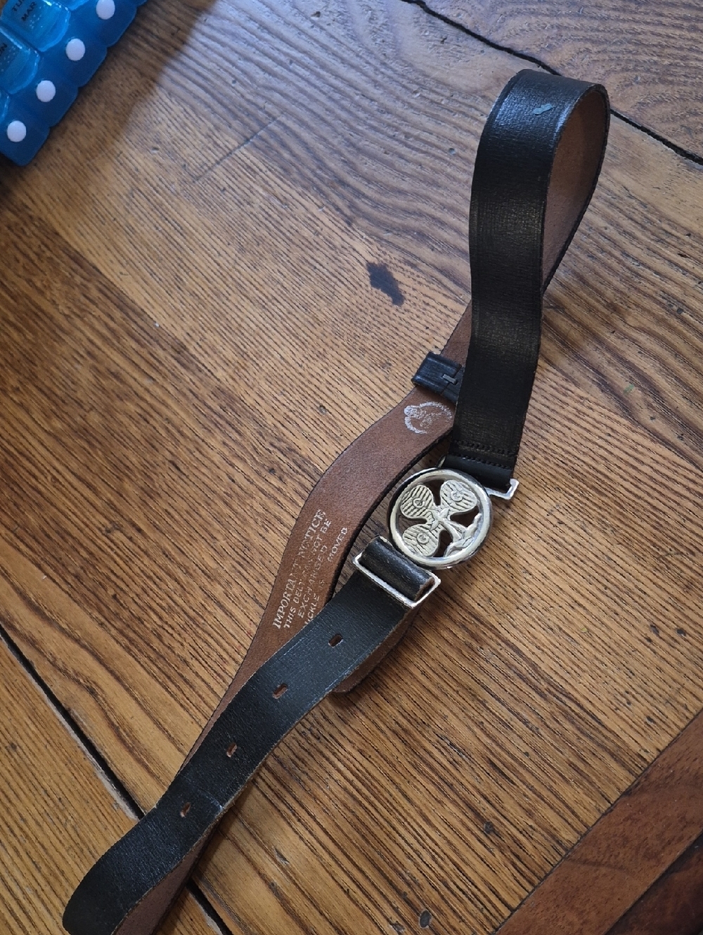 Black Kids Belt with Silver Celtic-Style Buckle - Picture 2 of 3